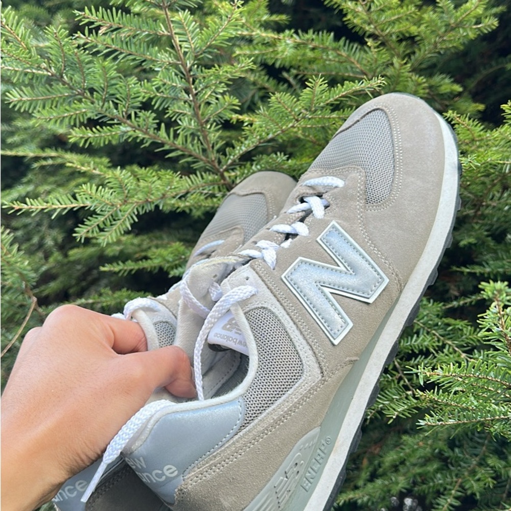 New Balance Light Gray and White Sneakers 574 men’s